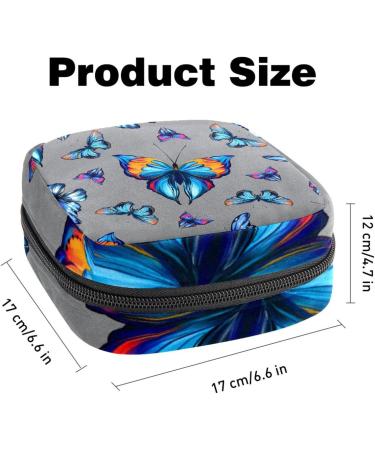 Sanitary Napkin Storage Bag | Menstrual Cup Pouch | Portable Zipper Tampons Holder | First Period Kit for Teen Girls | Butterflies Gray | Multi-colored - Buy Online on GoSupps.com