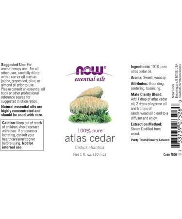 Now Foods Atlas Cedar Essential Oil 1 fl oz - 100% Pure Natural Aroma - Buy Online on GoSupps.com