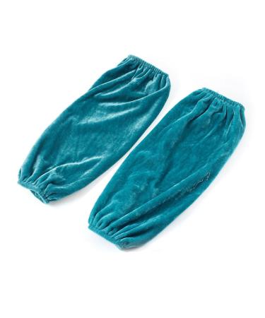 Ruilogod Velvet Pullover Elastic Cuff Arm Sleeve Oversleeves Pair Teal Blue