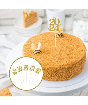 ibasenice 30pcs New Year Cupcake Toppers 2024 Cake Toppers Glitter Gold Cupcake Topper Cheers to 2024 Cake Picks Dessert Picks for New Years Eve Party Decoration Golden - Buy Online on GoSupps.com