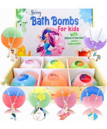 Bath Bombs for Kids with Toys Surprise Inside.Unicorn Bath Bombs for Girls with Jewelry Inside and Jewelry Box. Bath Gift Set for Girls. Fizzies Spa kit with Essential Oils Moisturizes Dry Skin.