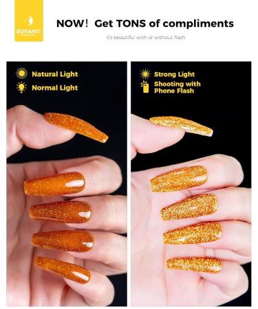 Burano Reflective Gel Nail Polish - 7.3ml UV Holographic Glitter for Sparkly Summer & Autumn Colors - Case SZ14 - Buy Online on GoSupps.com