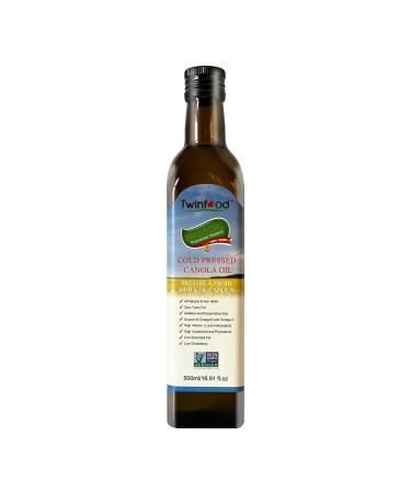 Canola Oil Classic 500ml Cold-Pressed Non-GMO for Cooking & Dressing by Twinfood (1 bottle) 500 ml (Pack of 1)