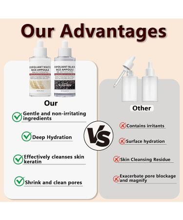 2PCS Rice Exfoliating Ampoule Set Black & White Rice Peel Shot Glow Rice Ampoule Duo Gentle Peel + Pore Minimizing & Deep Hydration for All Skin Types - Buy Online on GoSupps.com