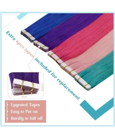RUNATURE 16 Inch Purple Human Hair Tape in Extensions - Colored 25g Real Hair Tape #Purple - Buy Online on GoSupps.com