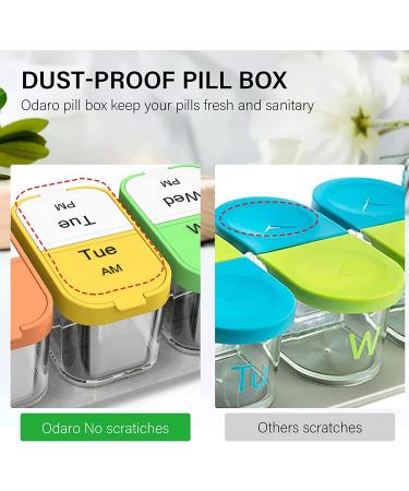 Odaro Extra Large Weekly Pill Organizer - 2 Times a Day AM PM Pill Box for Elderly, Arthritic Patients, and Kids - Buy Online on GoSupps.com