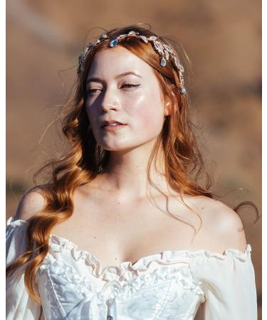 SWEETV Rose Gold Wedding Tiara for Bride | Elf Cosplay Crown | Princess Hair Accessories - Perfect for Prom, Photoshoot, Halloween - Buy Online on GoSupps.com