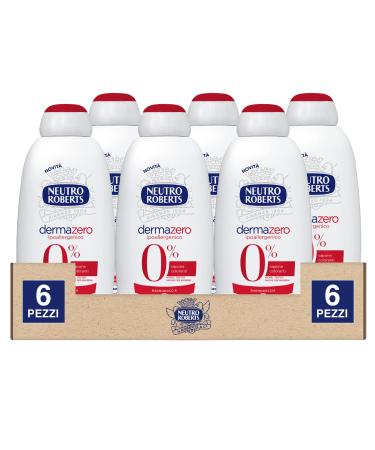 Neutro Roberts Neutro Roberts Dermazero Hypoallergenic Shower Gel Soap and Dye Free for Delicate and Sensitive Skin Physiological pH Suitable for Children 6 x 600ml Bottles