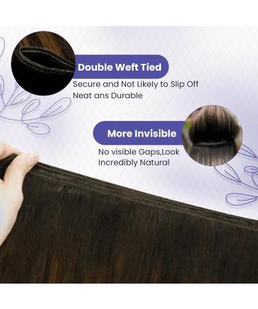 LAAVOO Real Hair Tape Extensions - Brown Ombre Balayage Remy Hair for Sewing 100g #2/8/2 40cm - Premium Real Hair Tressen - Buy Online on GoSupps.com