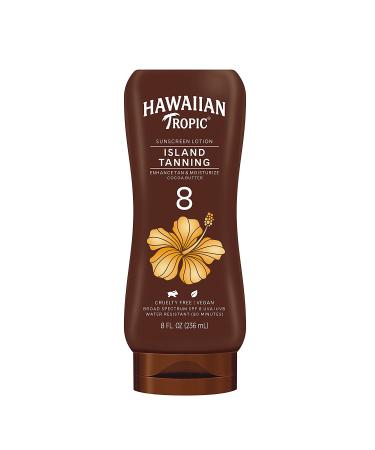 Hawaiian Tropic Island Tanning Reef Friendly Lotion Sunscreen with Cocoa Butter, SPF 8, Coconut, 8 Fl Oz