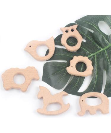 Baby Teether Wooden Teething Toys - Forest Animals DIY Bracelet Clip Necklace Set of 6 - Buy Online on GoSupps.com