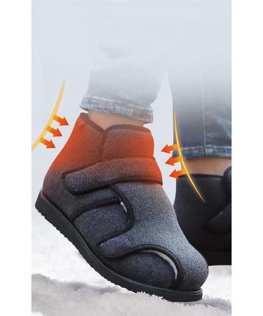 Winter High Help Cotton Shoes for Elderly | Adjustable Diabetic Edema Footwear - 11.5 Grey Wide Fit for Comfort - Buy Online on GoSupps.com