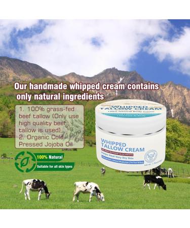 Beef Tallow Beef Tallow Skincare Cream Beef Tallow Face Moisturiser 100% Grass Fed Beef Tallow for Skin Care - Natural Handmade Lotion Whipped Beef Tallow Cream for Face & Body Sensitive Skin - Care for Sensitive Skin - Buy Online on GoSupps.com