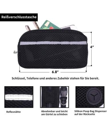 Premium Dual Grip Dog Leash for Large Dogs - Reflective Jogging Line with Adjustable Design Feces Bag Dispenser Shock-Damping Free-Handed - Black/Pink - Buy Online on GoSupps.com