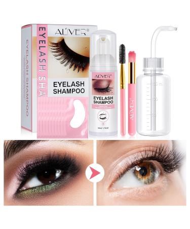 Eyelash Extension Shampoo 50ml Set with Rinse Bottle & Brush | Professional Lash Cleaner & Makeup Remover for Salon & Home Use - Buy Online on GoSupps.com