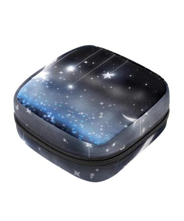 Menstrual Pad Bag with Zipper Ladies Napkin Pouch Tampons Collection Bag for Women and Girls (Stars)