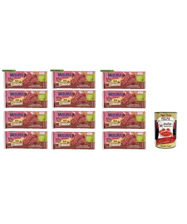 Italian Gourmet E.R. Misura Whole Grain Crackers Pack of 12 whole grain crackers with beetroot and black carrot 15% fiber and 100% whole wheat flour 385g + gourmet Italian polpa 400g
