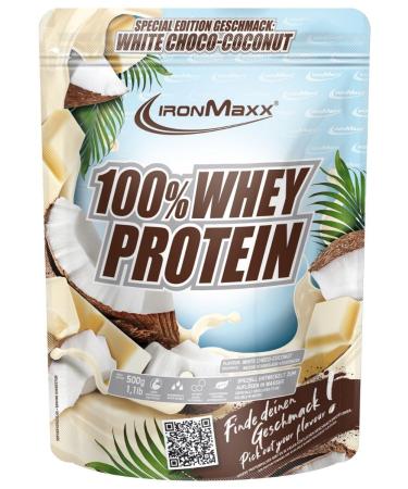 Ironmaxx 100% whey protein powder - White Choc Coconut 500g bag |Suck -reduced water -soluble protein powder from whey protein |Many different flavors White Choco Coconut 500g bag - Buy Online on GoSupps.com