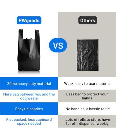 PWgoods Dog Poo Bags | 200 Pack | 33% Thicker & 25% Larger Dog Poop Bags with Tie Handles | 100% Leak Proof | Odor Free Pet Waste Disposal Bags | Discreet Opaque Black | Large Poo Bags Dogs - Buy Online on GoSupps.com