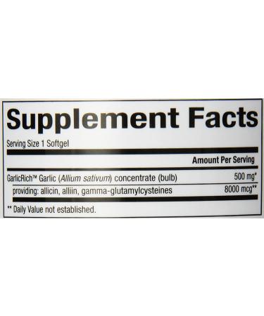 Natural Factors GarlicRich Super Strength 500 mg - 180 Enteric Coated Softgels for Heart Health - Buy Online on GoSupps.com