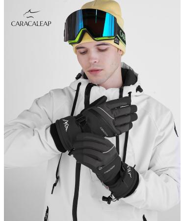 Caracaleap Ski Gloves for Men & Women - Waterproof Windproof Winter Snow Gloves - Black - Buy Online on GoSupps.com
