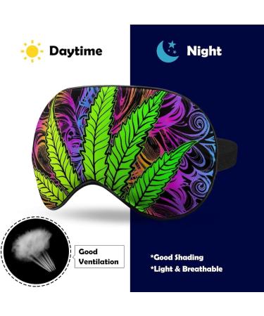 Psychedelic Weed Leaf Sleep Mask - Adjustable Eye Cover for Sleeping, Blocks Light - Men & Women - Buy Online on GoSupps.com
