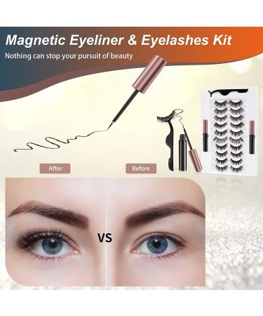Magnetic Eyelashes Kit with Eyeliner - Natural False Eyelashes, 10 Pairs, Tweezers Included - Buy Online on GoSupps.com