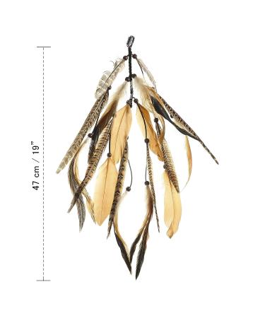 Hippie Feather Hair Extension Clip - Bohemian Headband for Women Festival Headdress (Brown + Pheasant Feather) - Buy Online on GoSupps.com