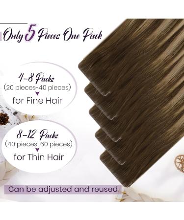 LAAVOO Real Hair Tape Extensions - Brown Balayage Dark Blond #4/27/4 - 5 Pieces 55cm Virgin Hair - Buy Online on GoSupps.com