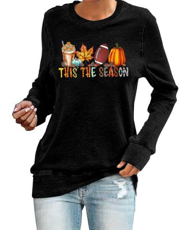 This The Season Women's Personalized Fashion Halloween Print Long Sleeved Round Neck Top Halloween Costumes Black Large - Buy Online on GoSupps.com