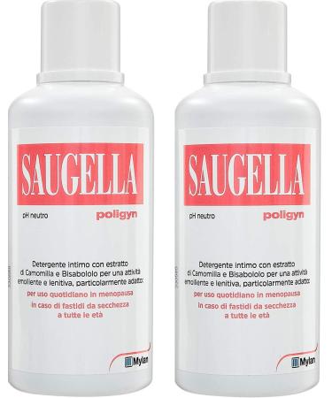 2 x PROMOTIONAL POLYGYN PH NEUTRAL INTIMATE DETERGENT CHAMOMILE BASED SAUGELLE 500ml
