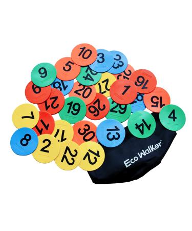 Eco Walker 4inch Mini Floor Spot Markers for Classroom Preschool and Kindergarten (number1-30)