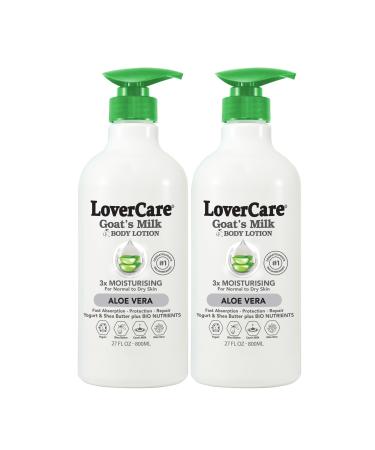 Lovercare Goat Milk Body Lotion for Dry Skin Aloe Vera 27.05oz (800ml) - Pack of 2