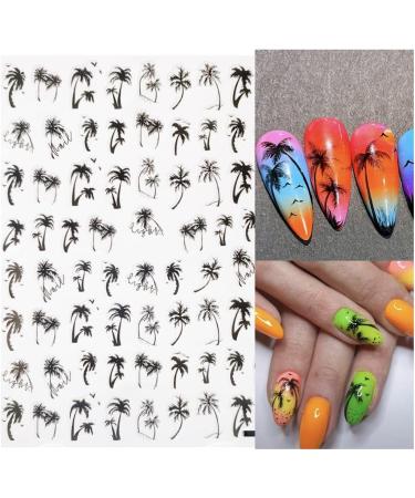 1pc Palm Tree Nail Sticker Summer Flower Palm Leaves Tropical Nail Stickers Designs All for Manicure Surf Beach Coconut Tree Style Nail Watermark DIY Manicure Tool (1pc Palm Tree Nail Sticker) - Buy Online on GoSupps.com