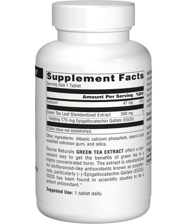 Source Naturals Green Tea Extract 500 mg - 120 Tablets | Antioxidant Support - Buy Online on GoSupps.com