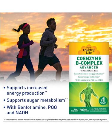 Country Life Coenzyme B Complex Advanced Capsules - 120 Count | Certified Gluten Free & Vegan - Buy Online on GoSupps.com