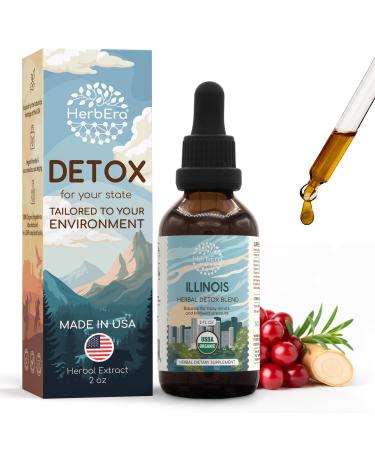 HerbEra Illinois Herbal Detox Blend - USDA Organic Extract Made in USA | Immune & Liver Support Liquid Drops | Astragalus Dandelion Root Milk Thistle Sarsaparilla | 2 fl oz