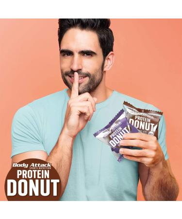 Body Attack Protein Donut - Chocolate 15 x 60g | 13% Protein Low-Sugar Palm Oil-Free Vegetarian Pastry Alternative - Buy Online on GoSupps.com