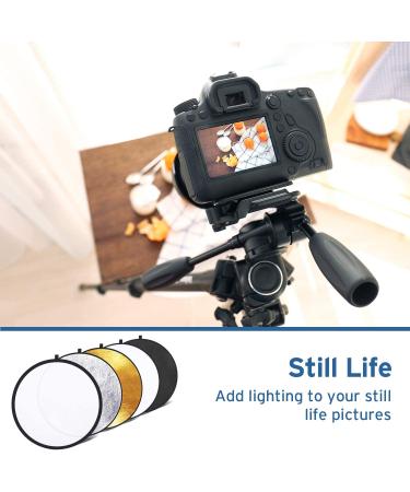 Etekcity 24 5-in-1 Photography Reflector Light - 24 Inch Multi-Disc Photo Reflector Kit with Bag - Translucent Silver Gold White Black - Professional Photo Lighting Tool - Buy Online on GoSupps.com