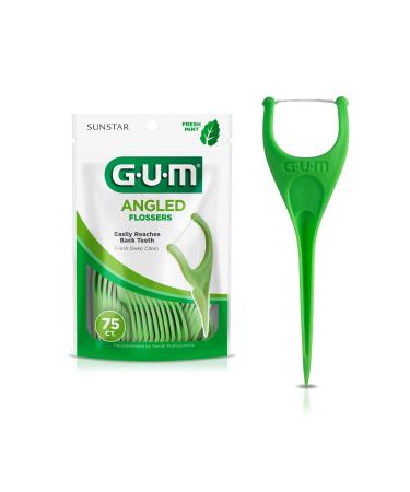 GUM - 898R4 Angled Flossers, Fresh Mint, 75 Count (Pack of 4) 300 Flossers Angled Flossers