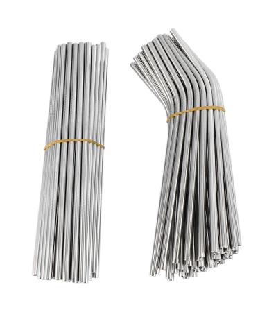 Plumflex 100pcs Metal Straws Can Be Reused 304 Stainless Steel Drinking Water Pipes 215 Mm x 6 Mm Curved Straws and 50 Straight Straws
