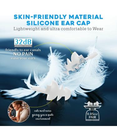 Buy Earplugs for Sleeping - 2 Pairs SNR 32dB Noise Reduction Reusable Soft Silicone Ideal for Sleeping Snoring Traveling & Studying - Buy Online on GoSupps.com