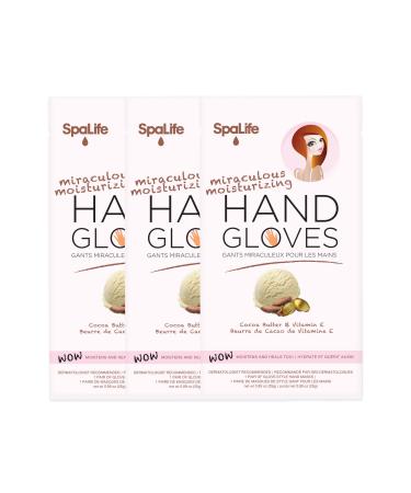 SpaLife Restoring Miraculous Moisturizing Hand Gloves (Cocoa Butter + Vitamin E 3 Pack)