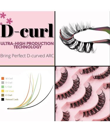 Heracks 14 Pairs D Curl Russian Cat-Eye Lashes | 10-20 MM Fox Eyelashes | Wispy False Eyelashes with Clear Band - Buy Online on GoSupps.com