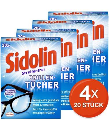 Sidolin Wet Cleaning Wipes for Glasses & Screens - 4-Pack (80 Wipes) | Buy Online Now - Buy Online on GoSupps.com