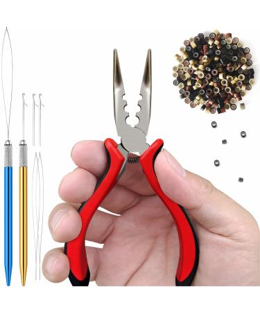 konovo Microlinks Hair Extensions Kit  Professional Tools with Hair Extension Pliers  Bead Threader  Micro Links Silicone Rings Bead 400PCS