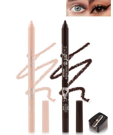 Lestpola Waterproof Gel Eyeliner Nude Brown Cream Matt Long-Lasting with Pencil Sharpener Intense Colour Easy to Apply Hypoallergenic Makeup for Sensitive Eyes 03