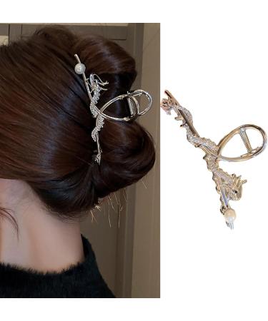 amangul Shining Dragon Shape Hair Claw Hot Girls Cheongsam Chinese Style Dragon Ponytail Hair Clip for Woman(2 Grippers Silver Dr) - Buy Online on GoSupps.com