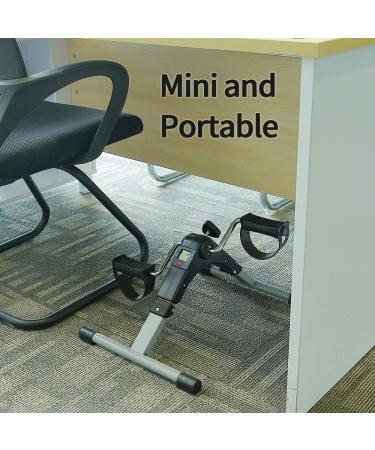 Folding Pedal Exerciser Mini Exercise Bike - Portable Foot Peddler with LCD Monitor in Silver & Black - Buy Online on GoSupps.com