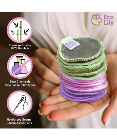 21-Piece Eco Lily Reusable Makeup Remover Pads Set - Gentle Cotton Bamboo, Includes 7 Eye Makeup Remover Pads, 7 Face Pads, and 7 Exfoliating Cleansing Pads - Buy Online on GoSupps.com